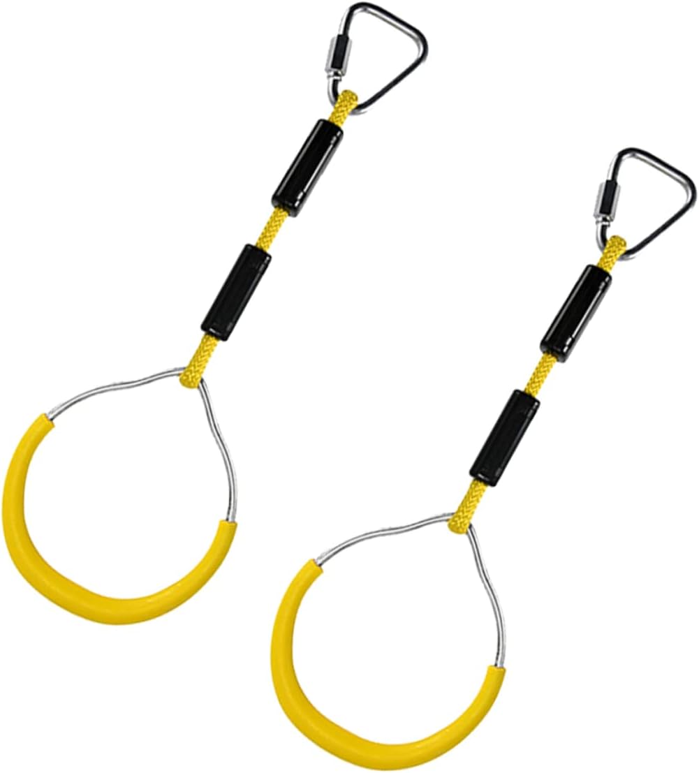 2PCS Kids Gymnastic Rings Set Colorful Hanging Climbing Rings Fitness Workout Equipment for Children for Outdoor Playground and Backyard Activities