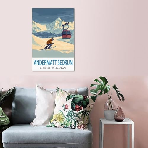 Poster vintage Andermatt Sedrun Disentis impression art
