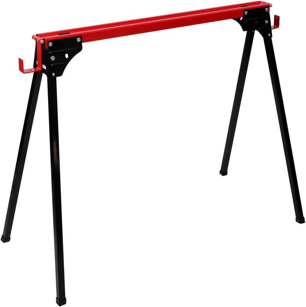 2PACK Adjustable Height Sawhorse, Folding Portable Saw Horses, Heavy Duty Steel Sawhorse for Garage Workshop, Fully Assembled (Black)