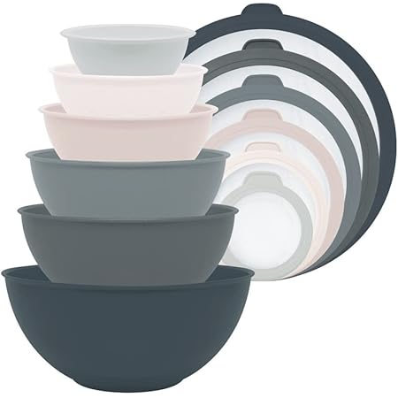 Gourmet Home Products 12 Piece Nested Polypropylene Mixing Bowl Food Storage Set with Lids - Outer Dark Blue