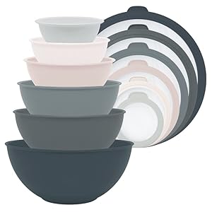 Gourmet Home Products 12 Piece Nested Polypropylene Mixing Bowl Food Storage Set with Lids – Outer Dark Blue