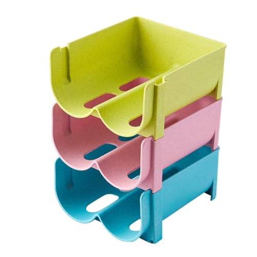 Unomor Beverage Refrigerator 3pcs Drink Can Storage Rack Stackable Wine Containers Easy Cleaning Home Gadget