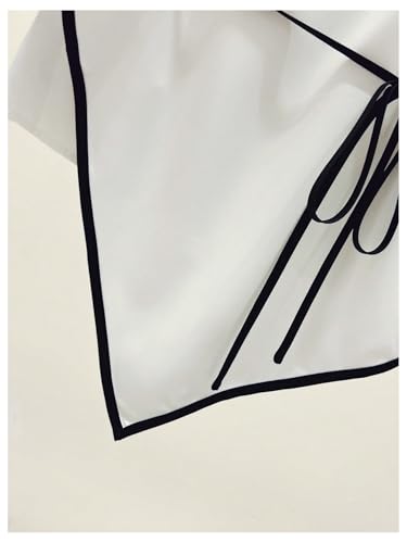 Floerns Women's Elegant Asymmetrical Tie Front Blouse Top Crew Neck Cap Sleeve Shirts3