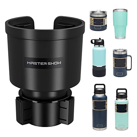 Upgraded Large Cup Holder Expander for Car with Offset Expandable Base Compatible with Yeti Mug10/14oz Yeti Rambler 20/24/26/30/36/46oz Hydro Flasks 32/40oz Other Large Bottles in 3.4"-4" Diameter