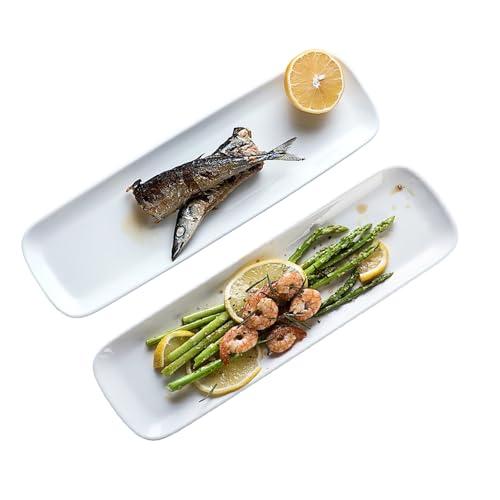 陶器 長角皿 魚皿 長皿 長方形 日本料理 刺身皿 寿司皿 蒸し魚皿 おしゃれ 2 個セット 焼き魚皿 つけもの 丼 前菜 デザート 皿 料理 おやつ 皿 おかず 皿 和食 皿 プレゼント グッズ 雑貨 電子レンジ 食洗機対応 和食 ご家庭のシンプルなレス