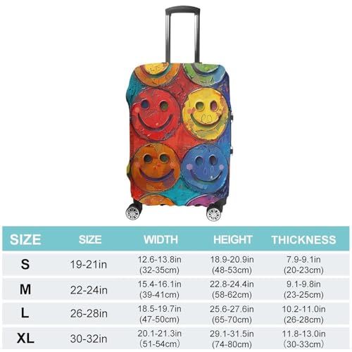Carry on Luggage Cover Colorful Smiley Face Suitcase Covers for Luggages Tsa Approved Travel Luggage Sleeve Protector Elastic Suitcase Protector Anti-Scratch Washable Fits 19-30 Inch Case -M2