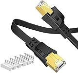 [Seguro y confiable]: El cable CAT8 de 20 m está fabricado con una malla tejida especial y papel de aluminio que brinda protección de doble capa y una transmisión de señal de red estable. Diseño de doble blindaje y metal de doble capa envuelto contra interferencias electromagnéticas e interferencias de radiofrecuencia. Este cable de red CAT8 transportable es la elección perfecta para la transmisión de datos.