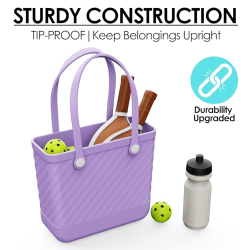 Beach Bag Rubber Tote for Women – Medium Waterproof Sandproof Leakproof with Zipper Pocket for Travel Pool Boat Gym4