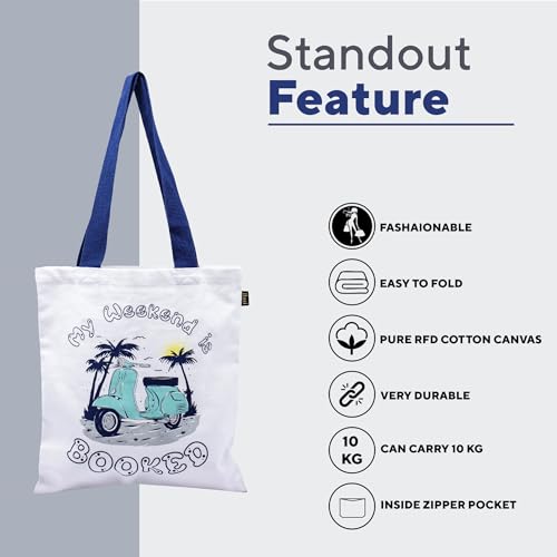 Image of ibni RFD Premium Tote Bag With Printed Designed Canvas Tote Bags For girl & women large capacity,Tote bag For Shopping, College, Travel, school, tuition and gifting 15x13.5 Inch