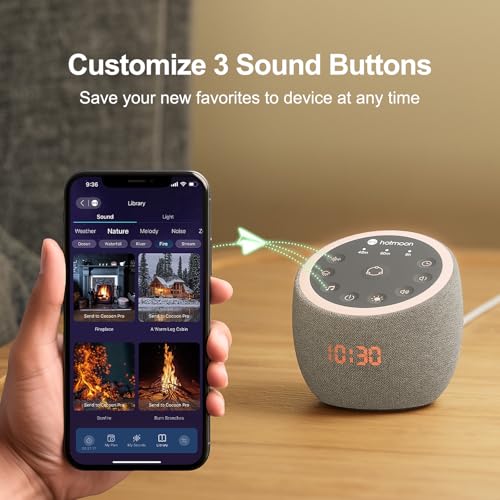 Hotmoon White Noise Machine, Cocoon Pro Sound Machine with 361 Sounds for Baby Adult, Night Light, Sleep Timer, Smart App Control, Sound Machine Therapy for Sleeping, Home Travel, Alarm Clocks, Gift - Image 5