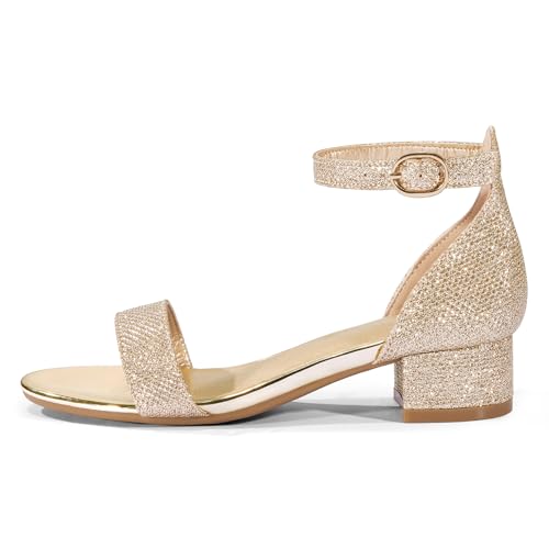 Image of K KomForme Girls Sandals Low Heels Dress Pump Ankle Strap Open Toe Wedding Party Shoes(Toddler /Little Kids /Big Kids)
