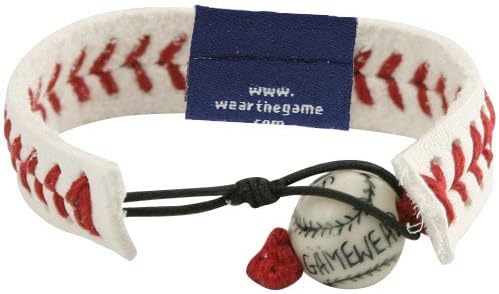 Miniatura 2 de MLB Milwaukee Brewers - Pulsera de cuero blanco con costuras de béisbol