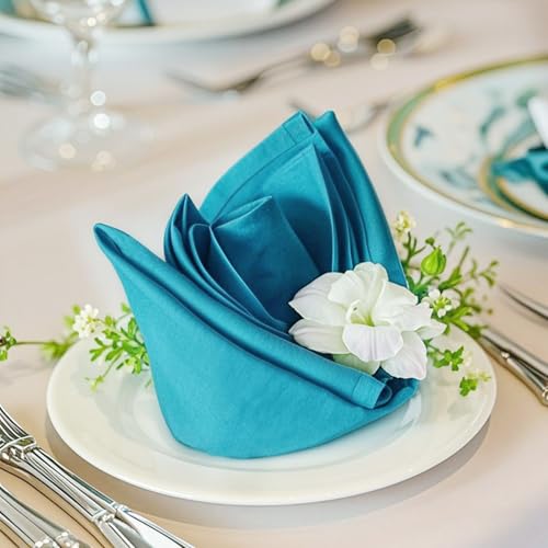 FOLINS&HOME Teal Cloth Napkins Set of 6, Decorative 17x17 Inch Napkins