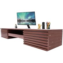 Floating Wall Mount Computer Desk Floating Shelf with 2 Drawer & Keyboard Tray Home Office Desk Workstation, Cable Hole, Laptop PC Table for Living Room, Bedroom, Office, Brown