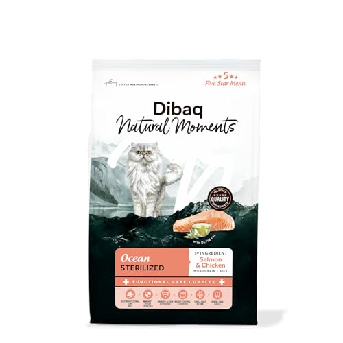 Dibaq Natural Moments Cats 5 Star Ocean Sterilized: alimento Completo de Salmón, Especial para Gatos esterilizados y/o sobrepeso, con Ingredientes 100% Naturales (1,5 kg)