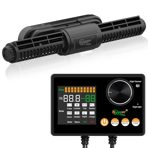 hygger Intelligent Wave Maker for Aquarium, Saltwater Freshwater Circulation Pump Adjustable 6 Waves/Night/Feed/Wireless Connection Mode, Magnetic Holder Display Controller Memory Function (35W)