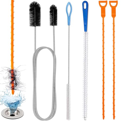 5 piezas para desatascar tuberías de desagüe, desatascar lavabos y desagües, cepillo para desagües, cepillos de limpieza, limpieza de desagües de lavabo para baño y cocina
