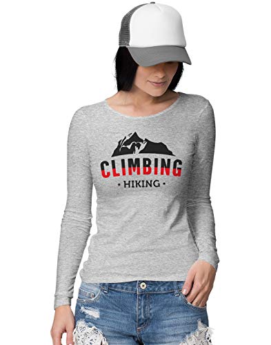 BLAK TEE Women's Hiking and Climging Slogan Long Sleeve T-Shirt M Grey