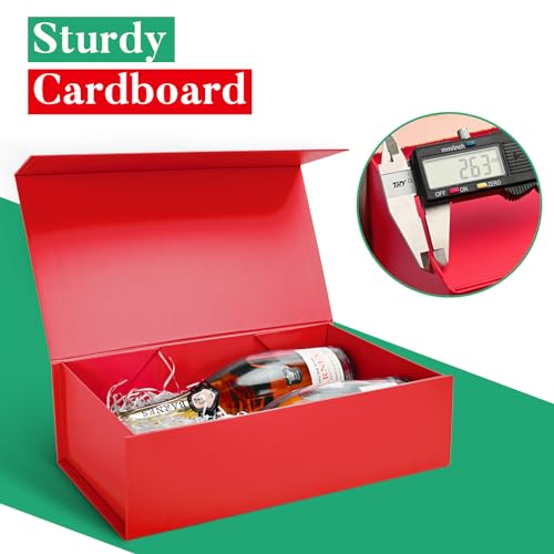 Image of LIFELUM Red Christmas Gift Box 13.85 x 8.35 x 4.45 inch Large Gift Boxes with Magnetic Closure Luxury for Gifts Box Contains Card, Ribbon, Shredded Paper Filler Wedding, Halloween, Birthday