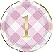 Unique Party 74905 Foil Stamped Pink Gingham 1st Birthday Paper Plates, Pack of 8