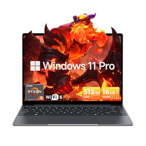 Image of CHUWI Gaming Laptop, AMD Ryzen 5 (Beat i7-1355U), 16GB RAM 512GB SSD, Win11 Pro Laptop with Office, 14 Inch IPS 2160 * 1440 Display, Backlit Keyboard, WiFi 6, BT 5.2, HDMI