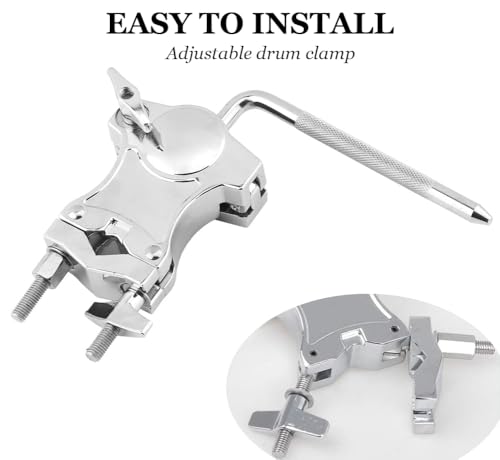 L-Rod Cowbells Clamp And 7 Inch Cowbell Set, Cowbell Mount Bracket, Adjustable Mounting Bracket Clamp for Drum Musical Instrument Accessory, Cowbell Percussion L-Rod Holder for Cowbell