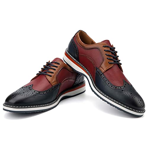 JITAI Men's Oxford Dress Shoes Lightweight Fashion Shoes with Wingtip Brogue & Lace-up Design