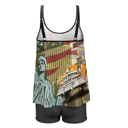 Maillot de bain tankini femme short de garçon imprimé usa beachwear