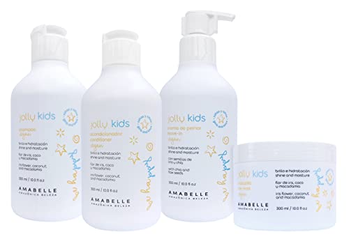 Jolly Kids Kit | Vegan |Shampoo, Mask, Conditioner and Styling Cream |Hair care kit for all hair types for kids |Tear-Free | kit cuidado cabello niños