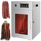 Essiccatore per alimenti in acciaio inox Biltong Box, grande, 7,5 kg/15 kg, con 14 aste appendiabiti, 800 W, per carne essiccata, controllo della temperatura regolabile da 95 a 194 °F, silenzioso