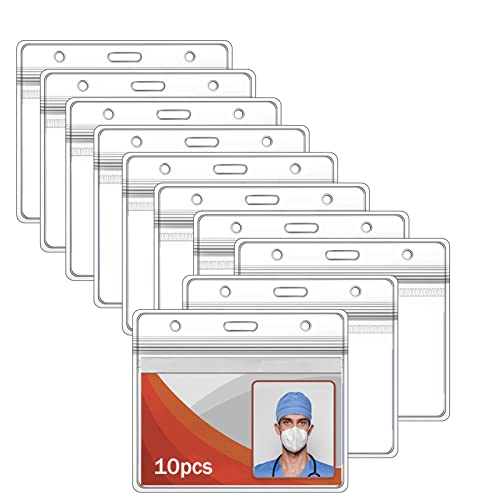 10PCS Ausweishülle, SunTaYon Clear Waterproof Kunststoff ID Card Holder Ausweishüllen, Kartenhüllen Kartenhülle Transparent Ausweishalter Abzeichenhalter Namensschild Abzeichen Kartenhalter Cover