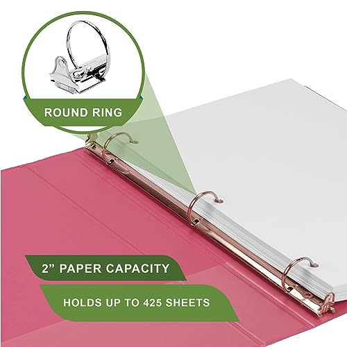 Image of Samsill Plant-Based 2 Inch Durable Round Ring, View Binder, Eco-Friendly, USDA Certified Biobased, 2 Pack, Berry Pink