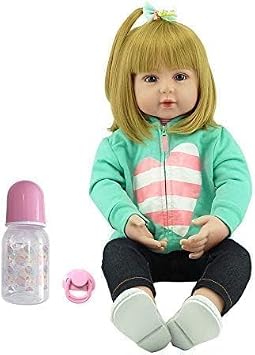 iCradle Lovely Reborn Baby Doll Girl 18 Inch Soft Cloth Body Vinyl Lifelike Baby Doll Blonde Hair Realistic Newborn Dolls Handmade Toddler Doll Toy Gift for Ages 3+