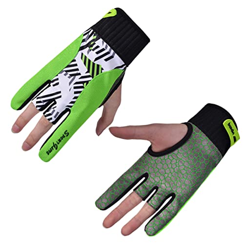 Mikikit Professional Bowling Gloves Skid Silicone Pattern Breathable Sports Gloves Green Size l
