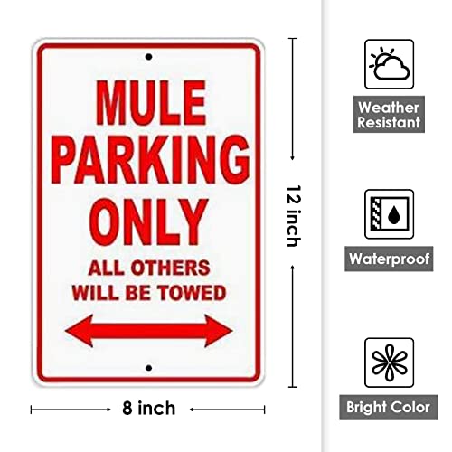 Metal Tin Sign Vintage Mule Parking Only All Will Motorcycle Bike Super Scooter Funny Home For Home, Living Room, Garden, Bedroom, Office, Hotel, Cafe And Pub Wall Decor 12" X 8" #TOP1