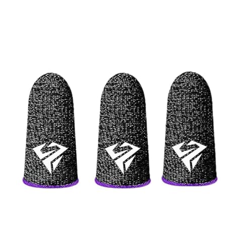 2Pcs Purple Mobile Phone Games Gaming Finger Sleeve Breathable Fingertips Finger Cover Sweatproof Anti-Slip Fingertip Cover for Mobile Game Cell Phone Gaming Finger Sleeves Gaming Accessories