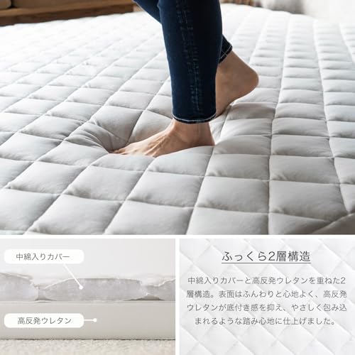 サヤンサヤン プルナ 極厚ラグ ＆ 専用カバーセット カバーリング 高反発 マット 洗える 替えカバー付 洗濯 ラグ 子供部屋 185×185cm 2畳 ライトグレー [3]