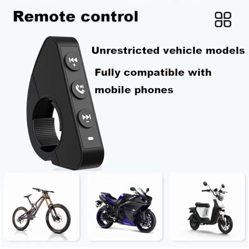 Wireless Bluetooth Media Button,IPX6 Riding Waterproof Controller,Steering Wheel Music Button,Wireless Handlebar Controller,Compatible with iPhone/Android Devices.for Bicycles,Motorcycles - Thumbnail 7