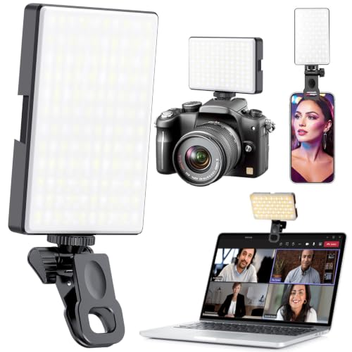 LED Desk Lamp, Ring Light for Laptop Desk Clip On, Reading Light with Clamp, Silicone Flexible Arm Book Light, Video Conference Lighting with Stand for Phone/Zoom Meeting/Video Call/Record (Dark Grey) - image 1