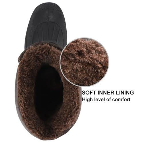 Knixmax Outdoor Winterstiefel Herren Warm Gefütterte Schneestiefel Winterschuhe mit wasserdichtem Obermaterial und rutschfesten Sohlen Geeignet für die Schneesaison im Winter Braun EU43