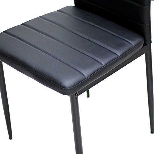 IDS Home 7 Piece Glass Top Dining Set for 6 Kitchen Table and Chairs Set Home Furniture Dinette Set Rectangular Table, Black