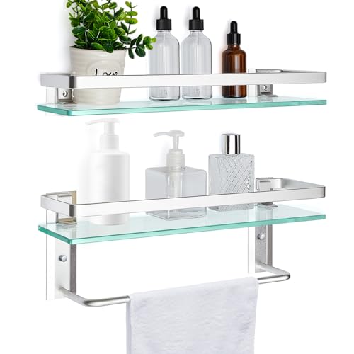 Suzile 2-Pcs Contemporary Bathroom Shelf, 15.7 x 4.72 inches, Flo...