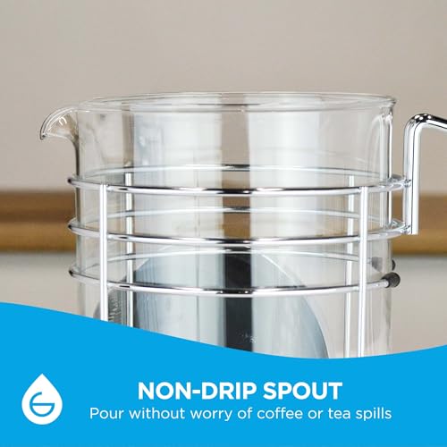 GROSCHE MADRID French Press - Premium Coffee and Tea Maker - 1.5L - 51 oz - Borosilicate Glass Beaker - Dual Filter System For Rich Brew - Versatile Brewing | Stainless Steel Filter - Thumbnail 5