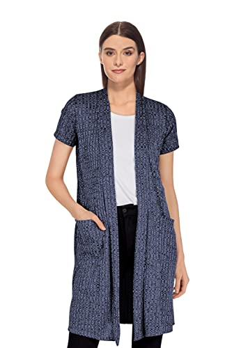 Hybrid & Company Womens Casual Short Sleeve Open Front Drape Cardigan
