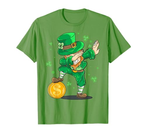 Dabbing Leprechaun St Patricks Day Funny Irish Kids Boy Men T-Shirt