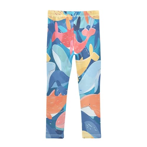 Bolaz Toddler Girls Leggings Printed Yoga Pants Leggings Orange Blue Whale for Kids2