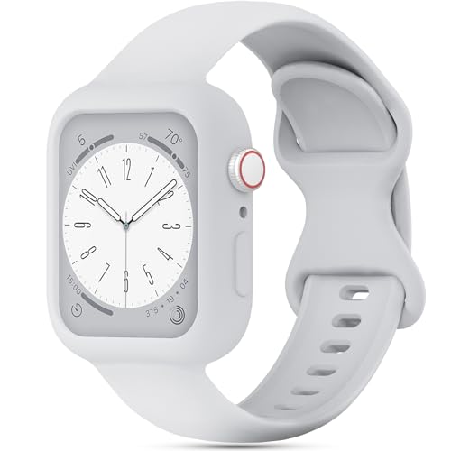 Image of Silicone Bands Bumper Case Compatible with Apple Watch Band 38mm 40mm 41mm 42mm 44mm 45mm 46mm 49mm Women Men, Sport Strap Protective Cover Wristband for iWatch Ultra Series 11 10 9 8 SE 7 6 5 4 3 2 1