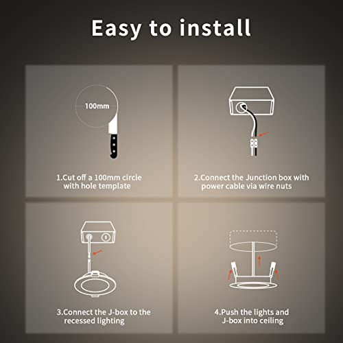 Smart Recessed Lighting, 4 Inch 6 Pack Rgb Led Recessed Light Ic Rated Etl, 10W 800Lm Downlight With J-Box, Group Control Dimmable Color Changing With Warm & Cool White Work With Alexa/Google/Siri #TOP6