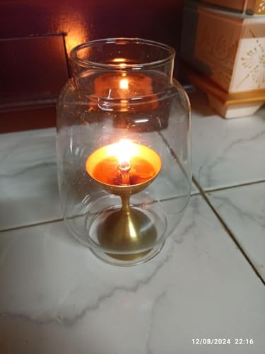 Image of GlassWorld Chimney Globe for Indian Traditional Hurricane Lanterns, Replacement Glass Top for Oil Lamps, Candles, Diyas, TeaLights