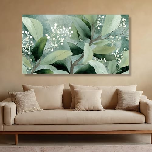 Tableau sur toile feuilles vertes à impression haute définition pour séjour moderne - 2